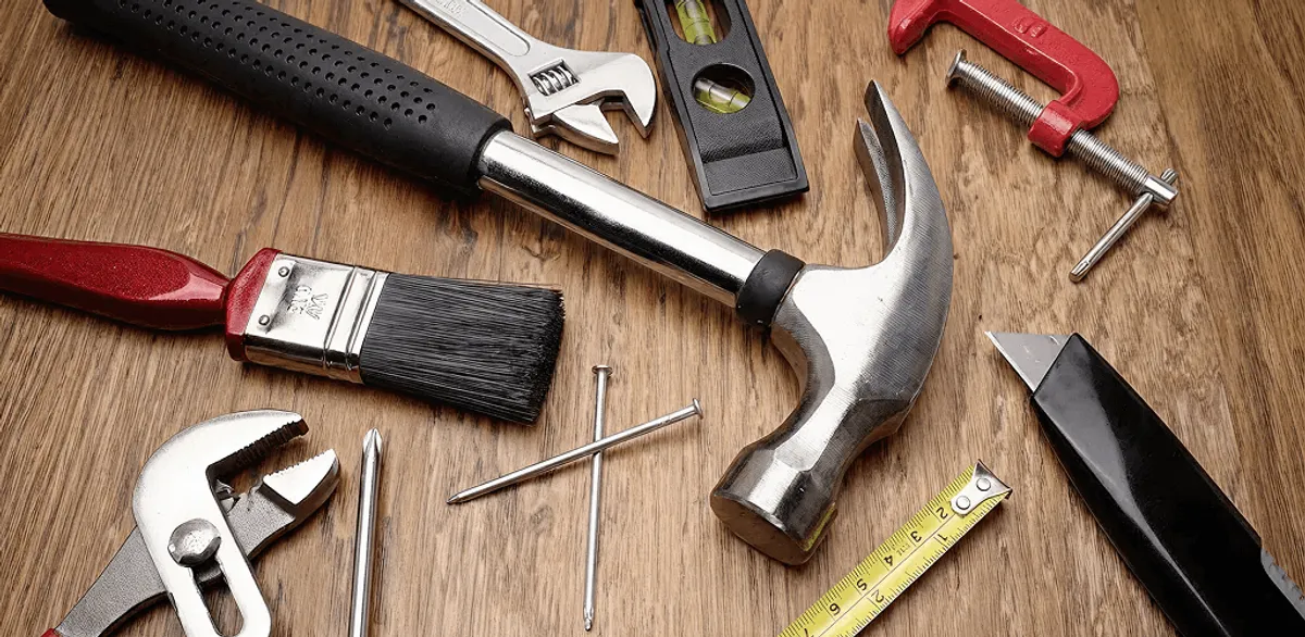 Handyman tools laid out for home repair and maintenance work in Evansville, IN