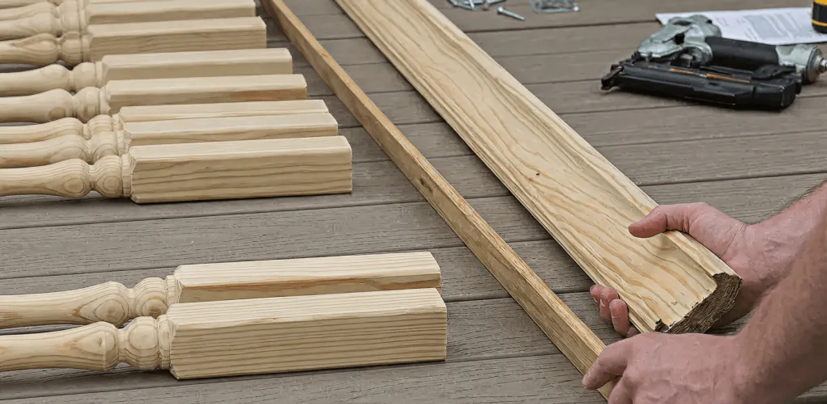 Handrail installation materials and wood components for stair rail work in Evansville, IN